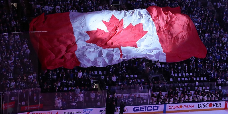 Scotiabank Arena. Canadian flag