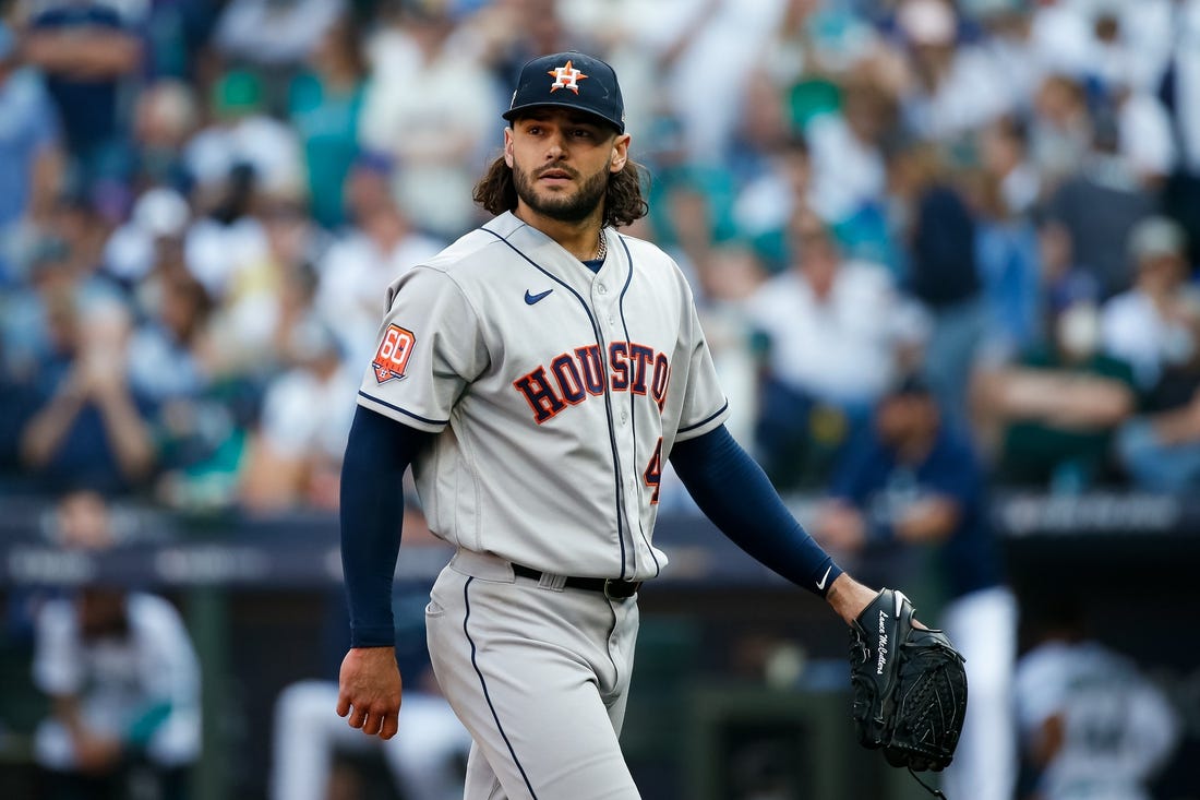 Astros P Lance McCullers Jr. hurt elbow in celebration - Field Level Media - Professional sports content solutions | FLM