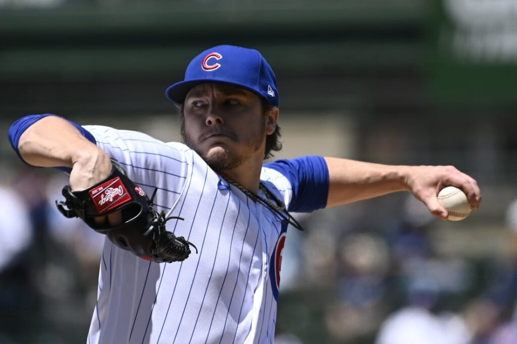 Chicago Cubs' Justin Steele throws during the first inning of a