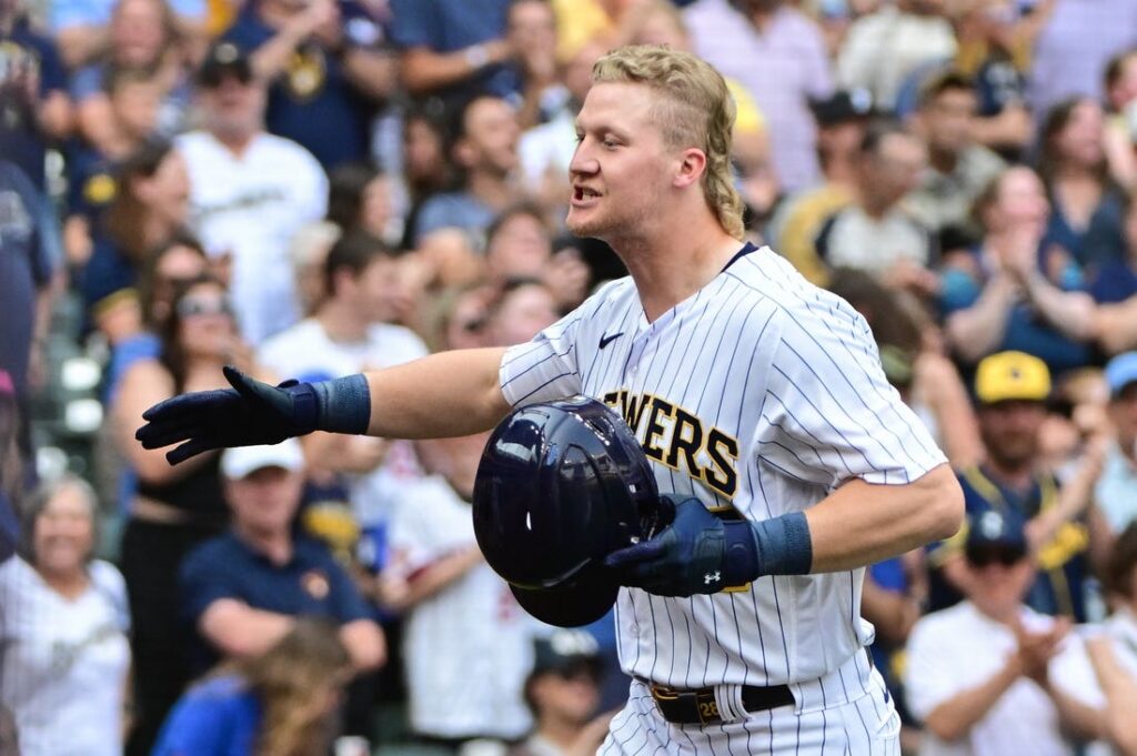 Athletics complete their first series sweep with 8-6 victory over Brewers