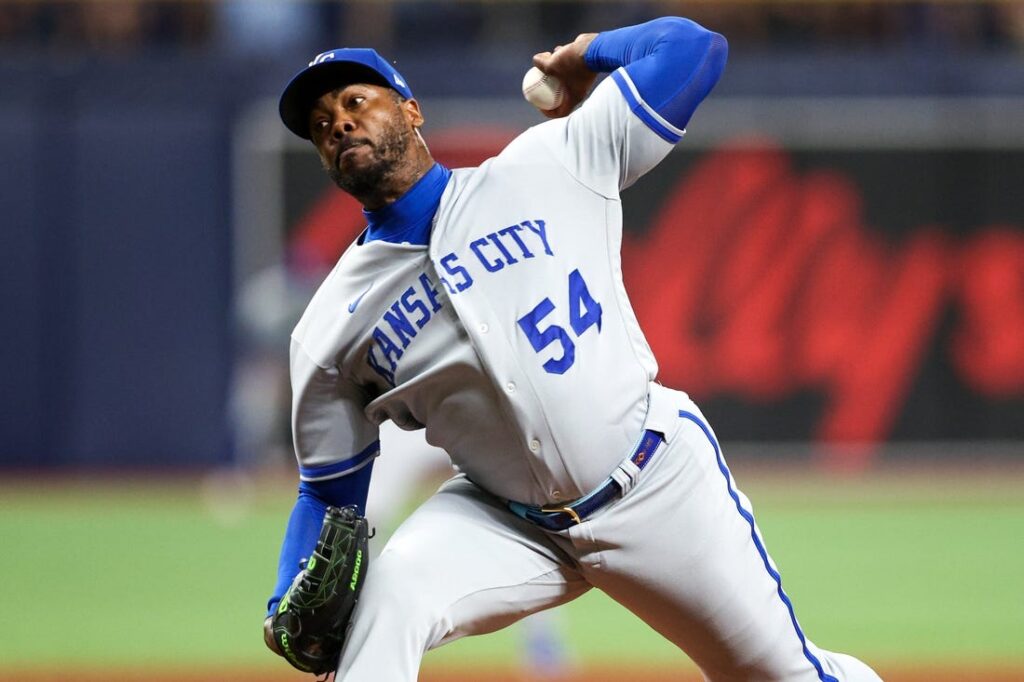 FOX Sports: MLB on X: The Texas Rangers have acquired LHP Aroldis Chapman  from the Kansas City Royals in exchange for LHP Cole Ragans and OF Roni  Cabrera.  / X