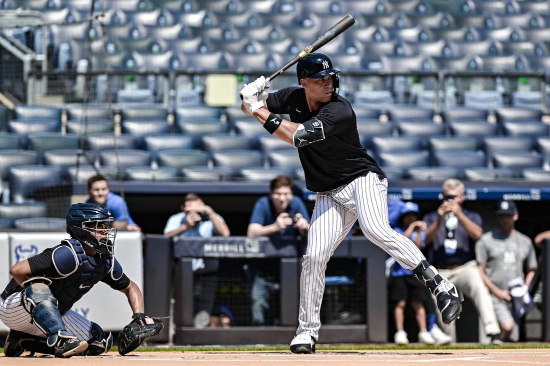 Yankees slugger Aaron Judge faces live pitching for the first time