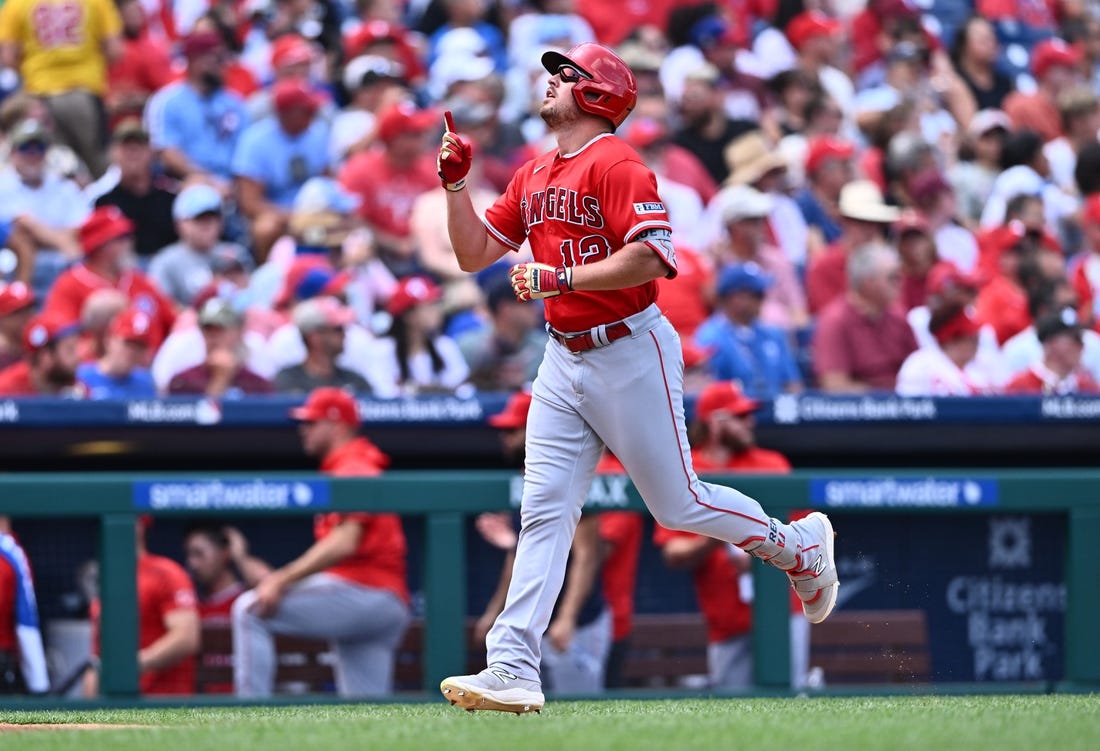 Los Angeles Angels' Logan O'Hoppe (14) during the ninth inning of