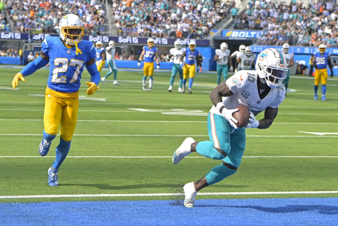 Los Angeles Chargers cornerback J.C. Jackson (27) intercepts a