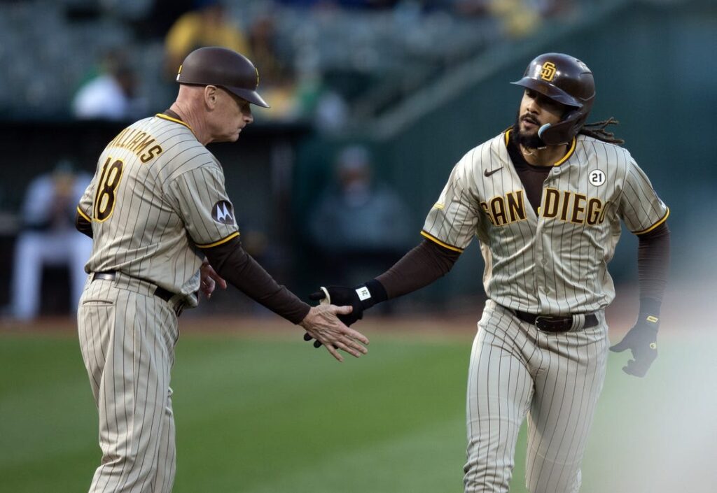 San Diego Padres manager Bob Melvin walks off the field during the