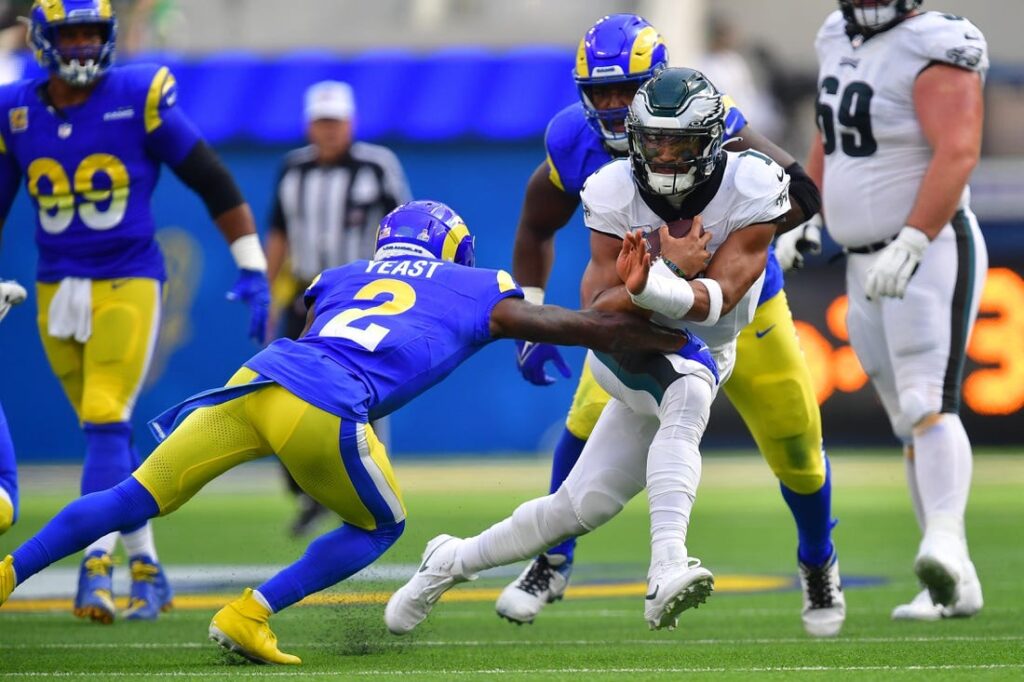 Los Angeles Rams quarterback Matthew Stafford uncorks 37-yard deep ball to  wide receiver Puka Nacua in fourth quarter