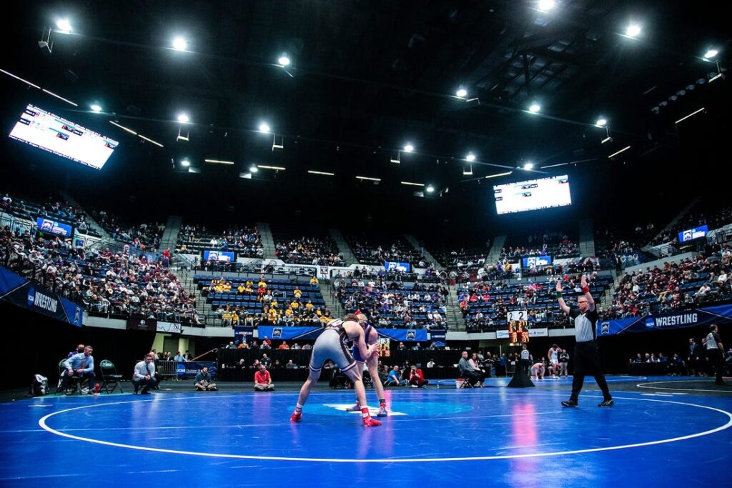 general view college wrestling