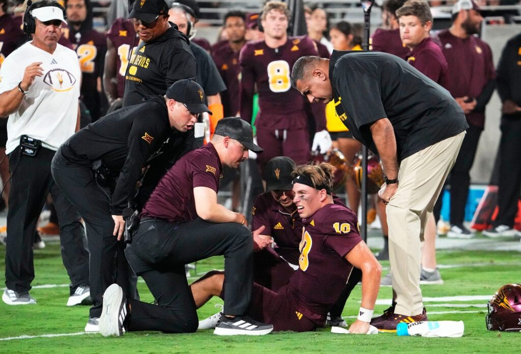 QB Sam Leavitt hurt, Jeff Sims to start for Arizona State vs