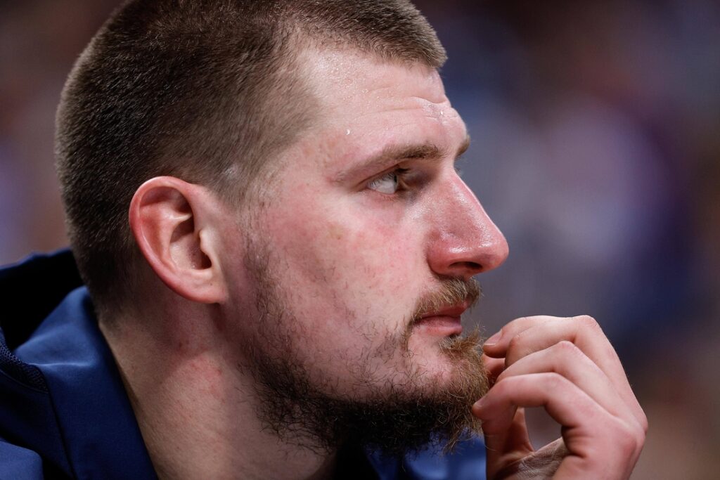 nikola jokic looks on