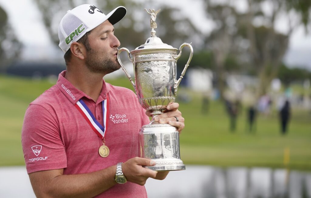 jon rahm u.s. open trophy