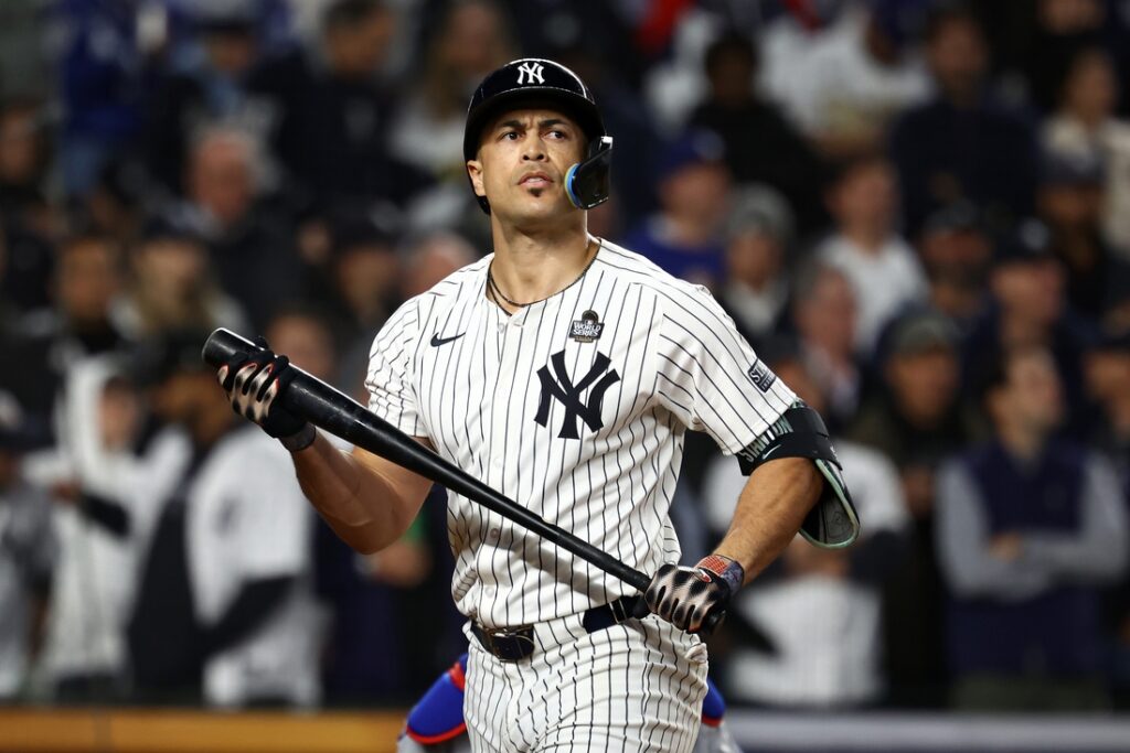 Giancarlo Stanton reacts