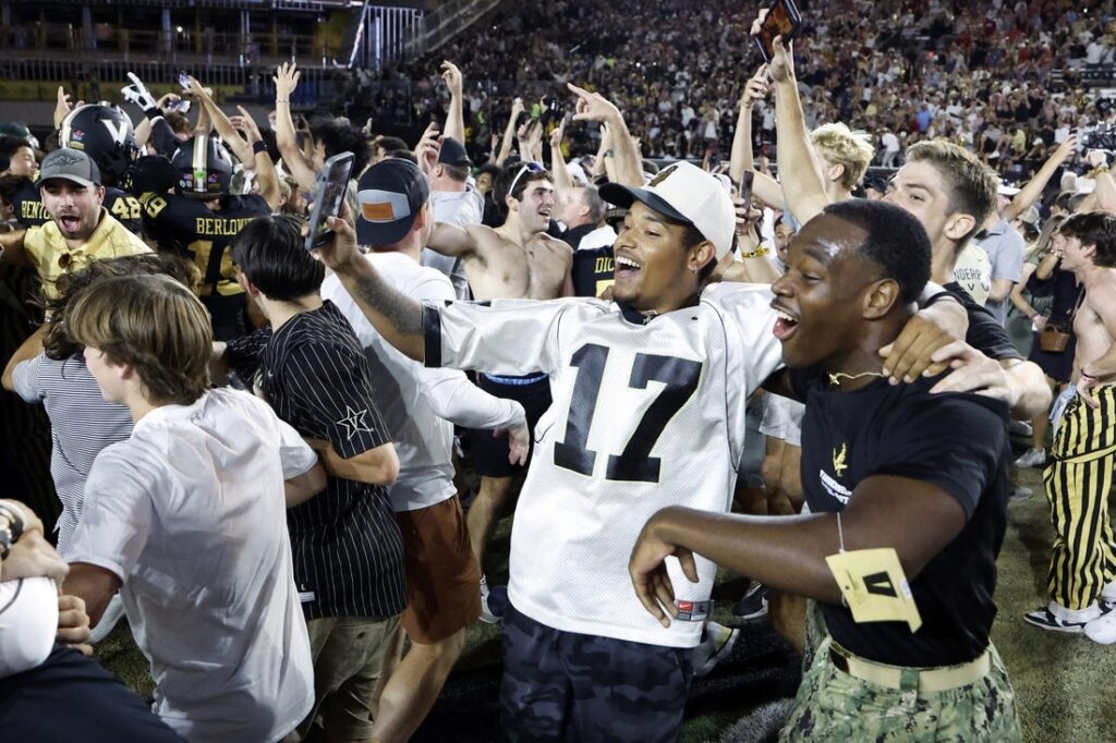 fans storm the field Vanderbilt