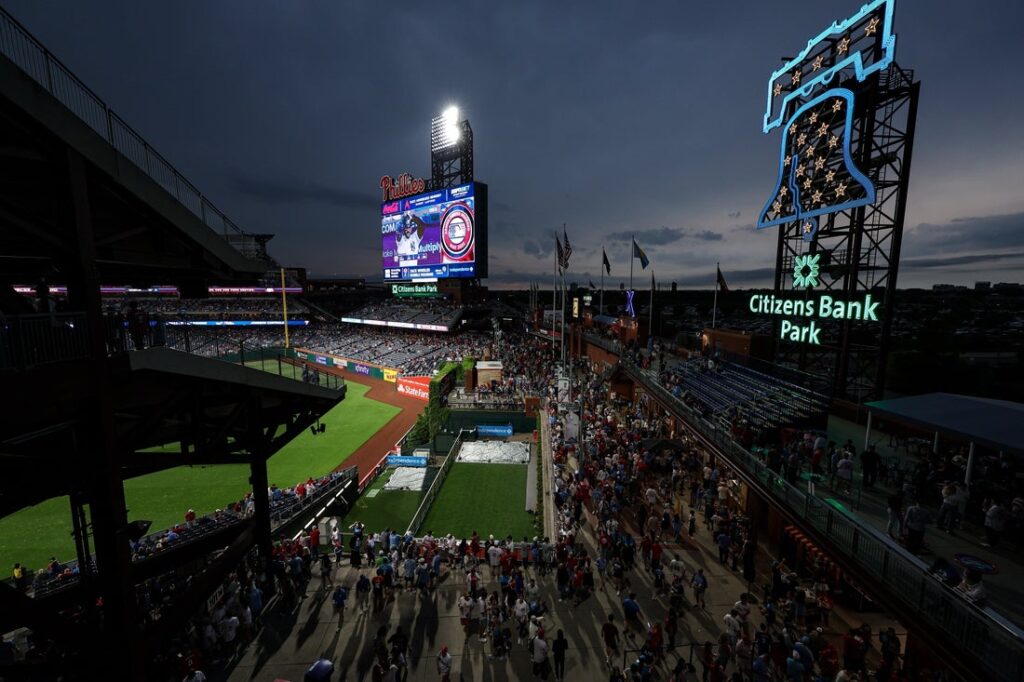 "Citizens Bank Park" AND "rain"