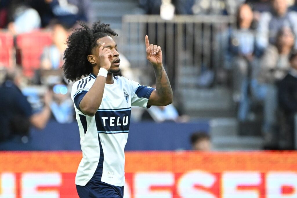 jayden nelson whitecaps celebrate