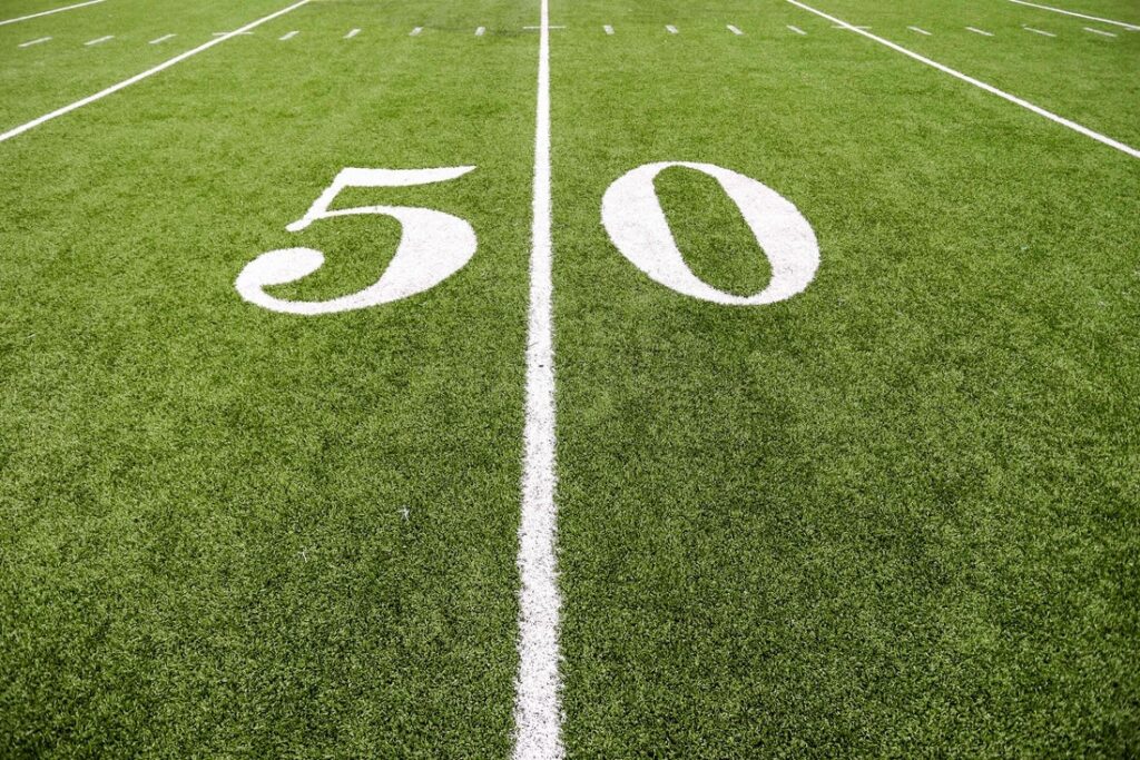 football, yard line, view