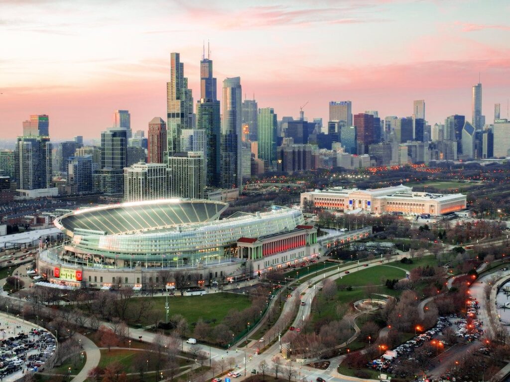 soldier field, aerial