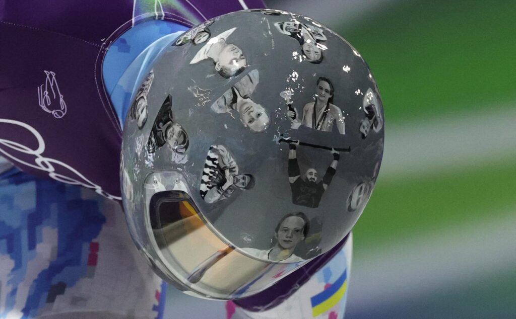 milan cortina, olympics, ukraine, Vladyslav Heraskevych, helmet