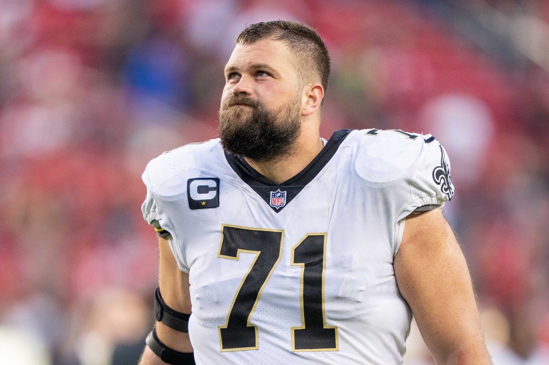 November 27, 2022; Santa Clara, California, USA; New Orleans Saints offensive tackle Ryan Ramczyk (71) after the game against the San Francisco 49ers at Levi's Stadium. Mandatory Credit: Kyle Terada-Imagn Images