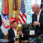 President Donald Trump, Gianni Infantino, World Cup trophy