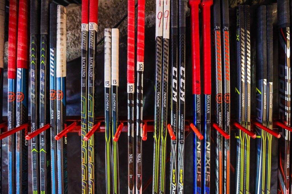 hockey sticks general view