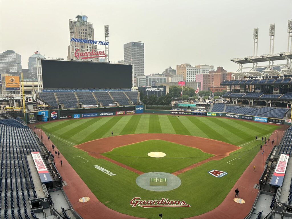 Cleveland, Guardians, wildfires, haze, smoke, air quality, Canada, Progressive Field