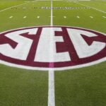 Dec 20, 2025; College Station, TX, USA; A detail view of the SEC logo