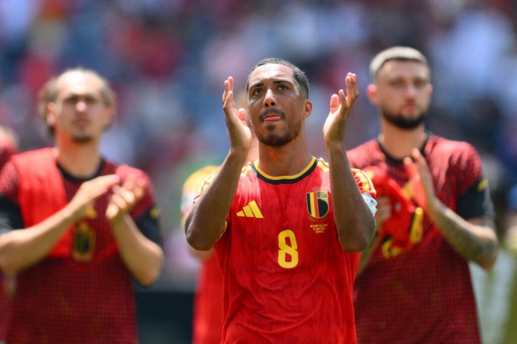 Youri Tielemans reacts