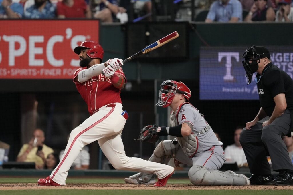 angels rangers hit