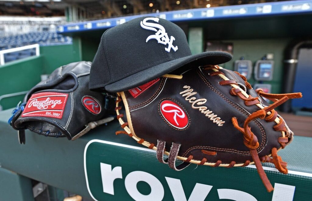 white sox cap and glove