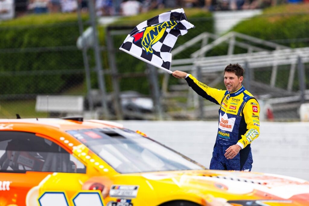 Denny Hamlin celebrates