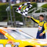 Denny Hamlin celebrates