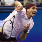 Alexander Zverev serves